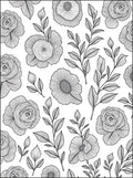 Floral Branches Black White Line Art Rug