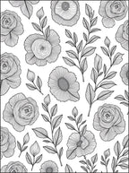 Floral Branches Black White Line Art Rug