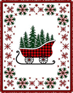 Red Buffalo Plaid Sleigh Evergreen Trees Rug