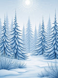 Winter Forest Snow Covered Pine Trees Rug