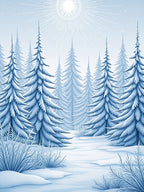 Winter Forest Snow Covered Pine Trees Rug