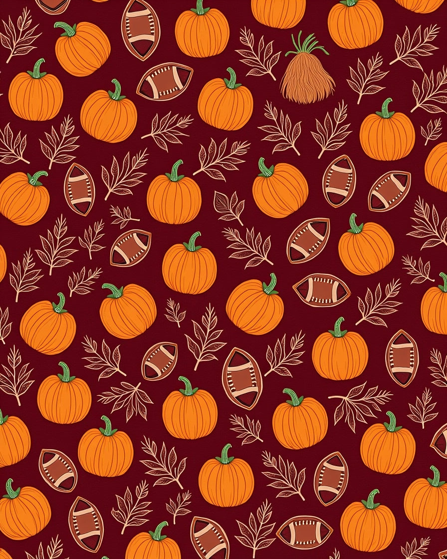Autumn Pumpkin Football Leaf Toss Rug