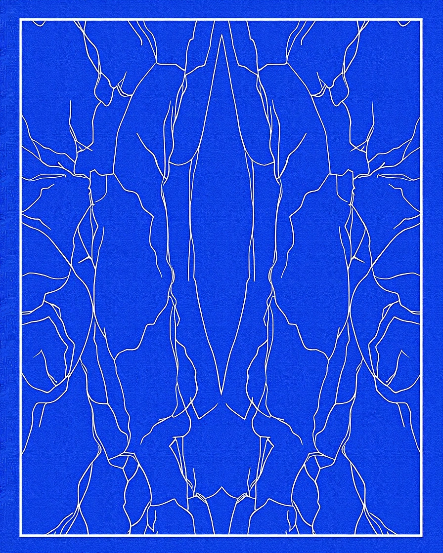 Blue Abstract Organic Linear Rug