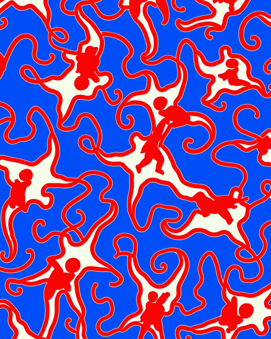 Bold Red Figure Whirlpool Rug