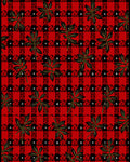 Red Black Houndstooth Leaf Cluster Rug