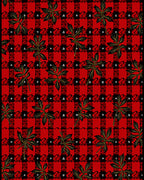 Red Black Houndstooth Leaf Cluster Rug