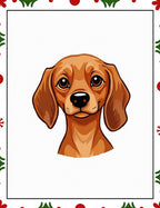 Brown Dachshund Portrait with Holly Border Rug