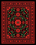 Bold Red Floral Garden Border Rug