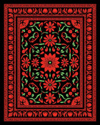 Bold Red Floral Garden Border Rug