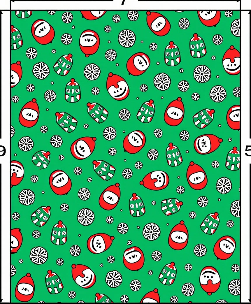 Green Festive Santa Claus Snowflakes Rug