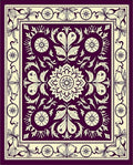 Rich Plum Floral Medallion Border Rug