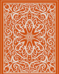 Orange White Intricate Floral Medallion Rug