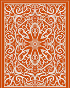 Orange White Intricate Floral Medallion Rug