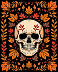 Autumn Skull With Leafy Border Rug
