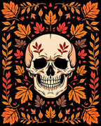 Autumn Skull With Leafy Border Rug