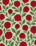Red Rose Vine Botanical Arrangement Rug