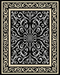 Vintage Black and Cream Floral Scroll Rug