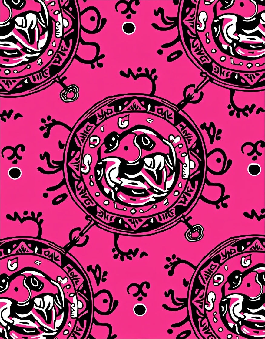 Vibrant Pink Creature Medallion Rug