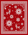 Red White Winter Deer Snowflakes Rug