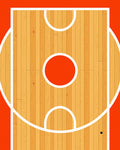 Orange Basketball Court Wood Grain Rug