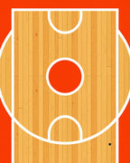 Orange Basketball Court Wood Grain Rug