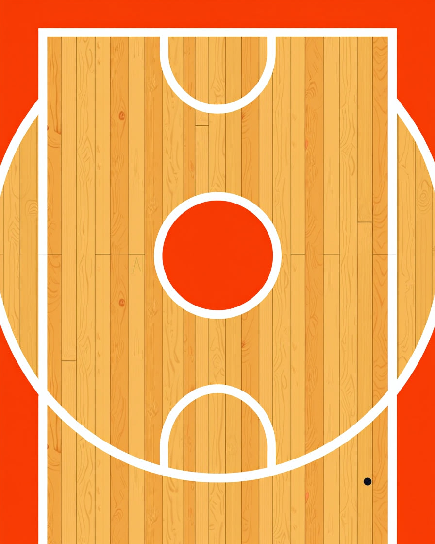 Orange Basketball Court Wood Grain Rug