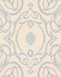 Subtle Sky Blue Arabesque Scroll Rug
