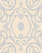 Subtle Sky Blue Arabesque Scroll Rug