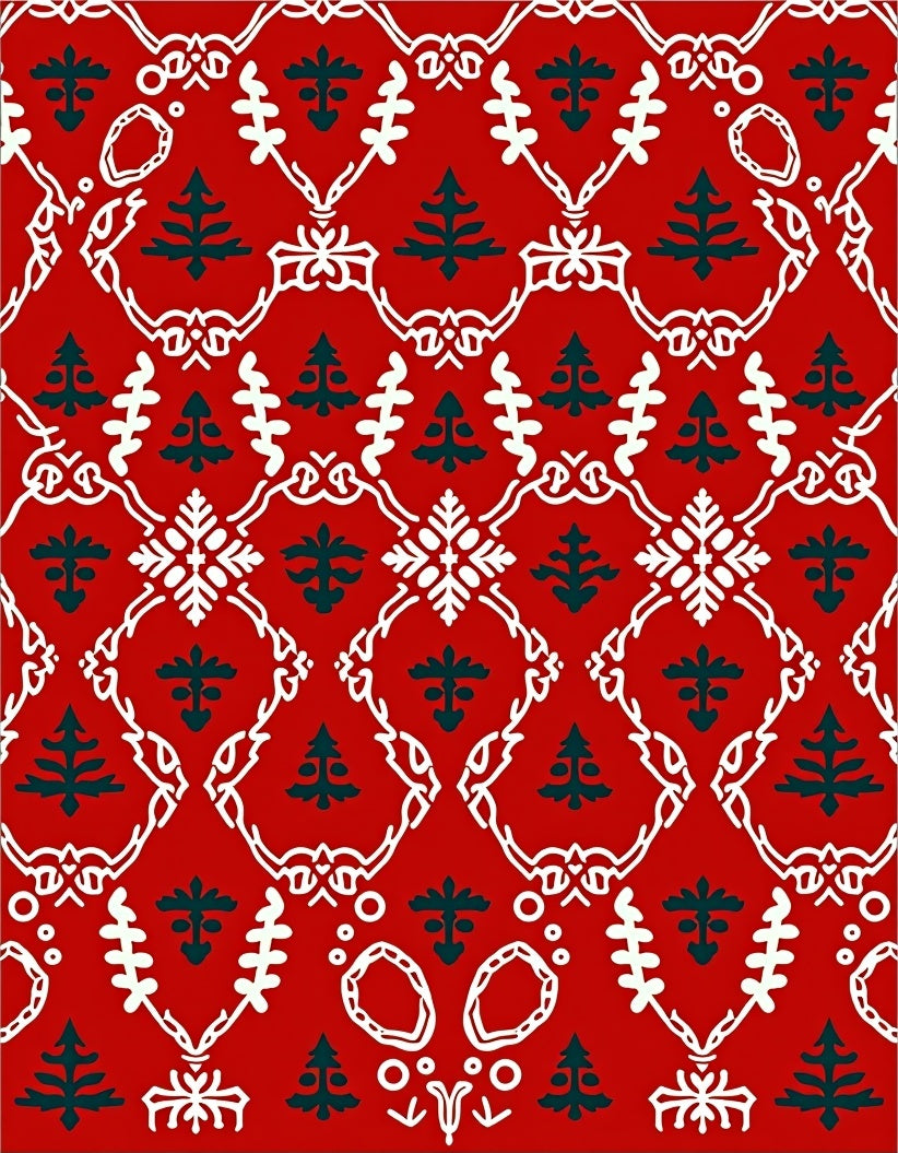 Festive Red Tree Vintage Lace Rug