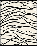 Cream Black Organic Flowing Lines Rug