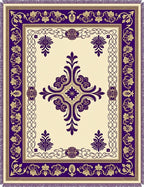 Rich Cream Purple Floral Medallion Rug