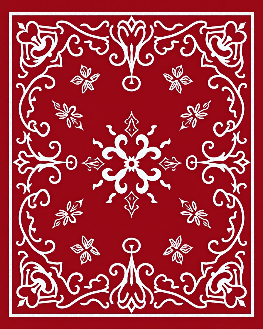 Crimson White Floral Medallion Rug