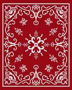 Crimson White Floral Medallion Rug