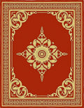 Red and Gold Floral Medallion Border Rug