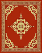 Red and Gold Floral Medallion Border Rug