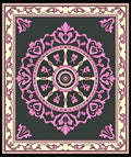 Ornate Pink Floral Medallion Charcoal Rug