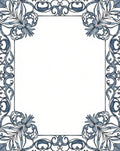 Blue Floral Scrollwork Border Rug