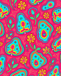Vibrant Pink Turquoise Floral Pear Rug