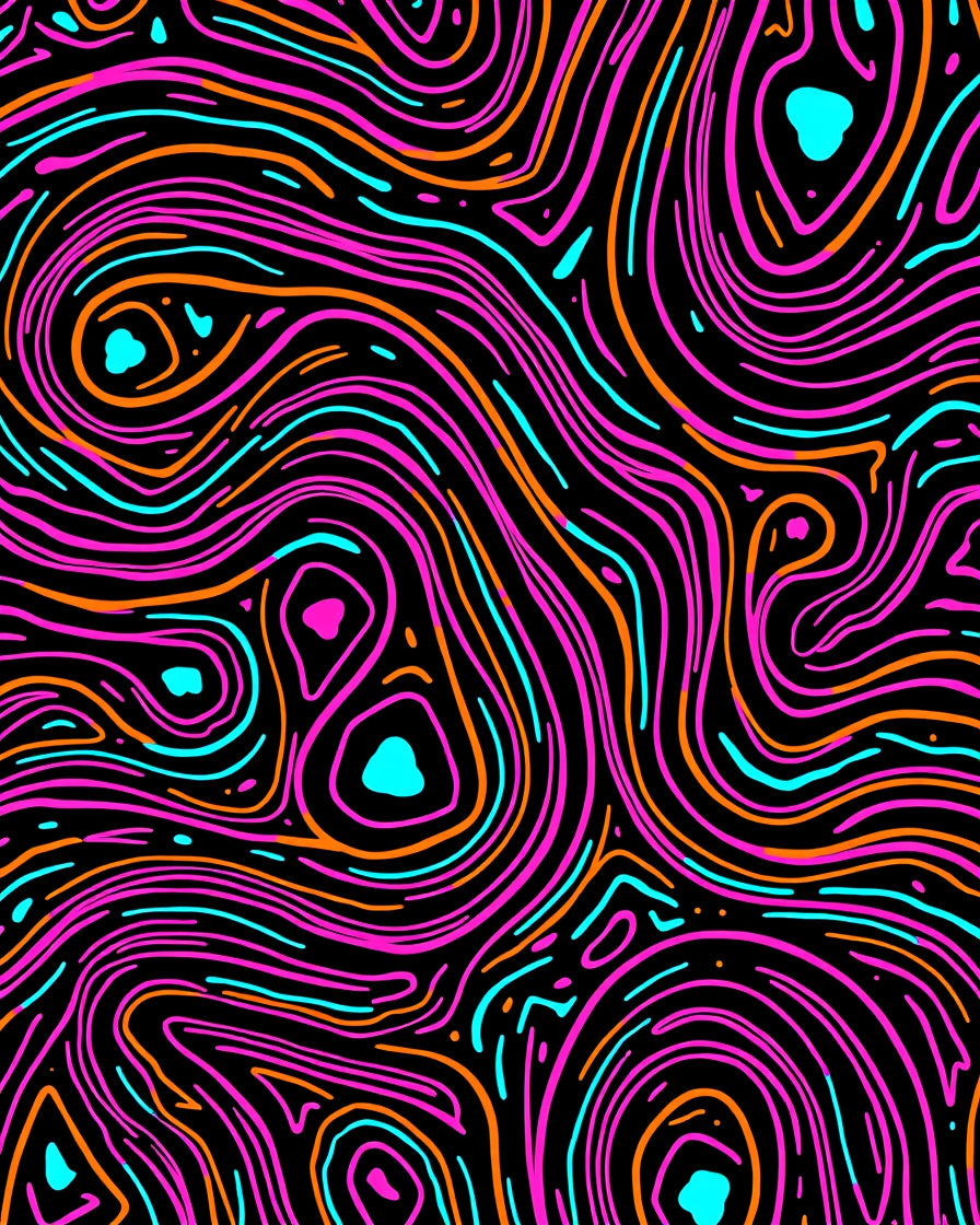 Retro Neon Swirl Topographic Rug