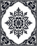 Classic Black Floral Medallion Border Rug