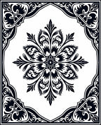 Classic Black Floral Medallion Border Rug
