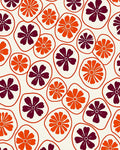 Retro Orange Plum Flower Circles Rug