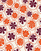 Retro Orange Plum Flower Circles Rug