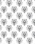 Ornate Gray Scrollwork Medallion Repeat Rug