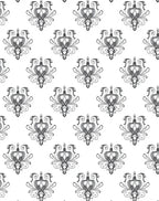 Ornate Gray Scrollwork Medallion Repeat Rug