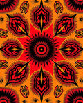 Fiery Red Black Abstract Medallion Rug