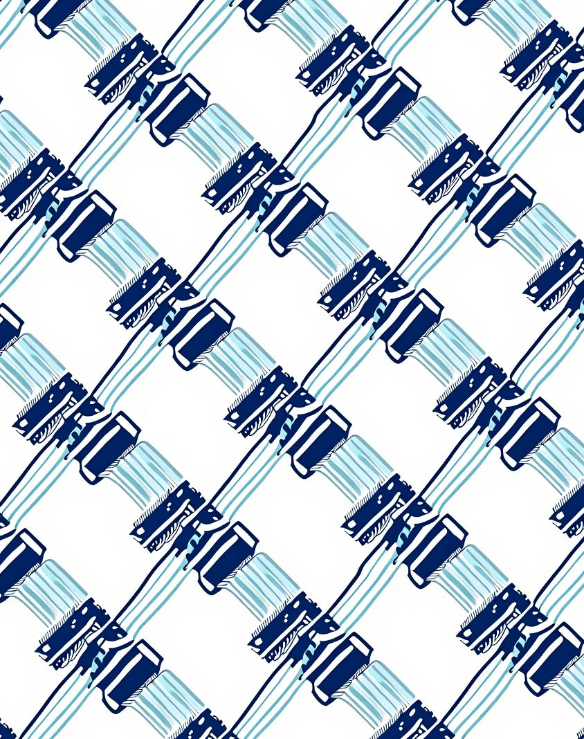 Indigo Blue Pastel Stripe Brush Strokes Rug