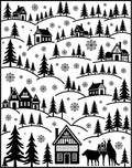 Winter Village Snowfall Silhouette Rug