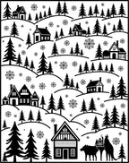 Winter Village Snowfall Silhouette Rug