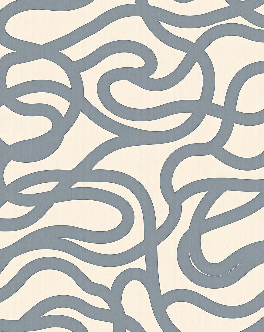 Soft Blue Wavy Intertwined Ribbons Rug